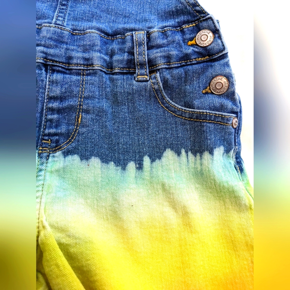 Jordache Girl's Denim Dip Dye Overall Shortalls - Picture 4 of 12